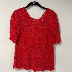 Red lace blouse shirt